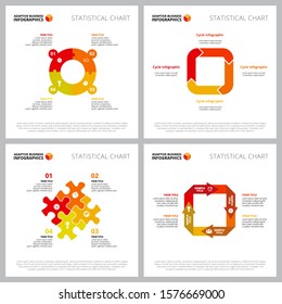 Set of modern infographic layout can be used for web design, presentation slide, workflow. Business concept with cycles, process charts