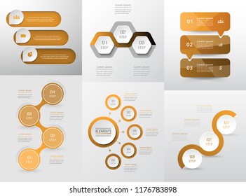 Set of modern infographic vector elements with 3, 4 and 5 options for web, print, magazine, flyer, brochure, media, marketing and advertising concepts.