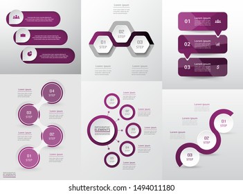 Set of modern infographic vector elements with 3, 4 and 5 options for web, print, magazine, flyer, brochure, media, marketing and advertising concepts.