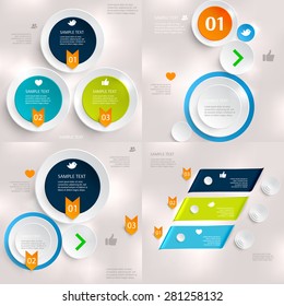 Set of modern infographics element number template. Abstract circles template. Modern banner template set. Can be used for workflow layout, diagram, business step options, banner, web design
