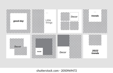 Set of modern interior post for social media. Editable