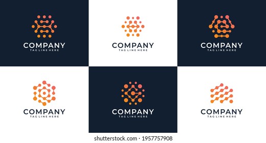 Set of modern internet connection abstract logo design concept. Logo can be used for icon, brand, identity, computer, technology, and business company
