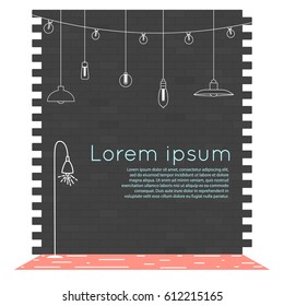 Set of modern isolated edison loft lamps, vintage, retro style light bulbs. Vector collection.