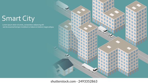 Set of modern isometric buildings.  Isometric City Maps. Vector illustration. Eps 10.