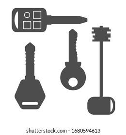 Un conjunto de llaves modernas. Ilustración vectorial de silueta.