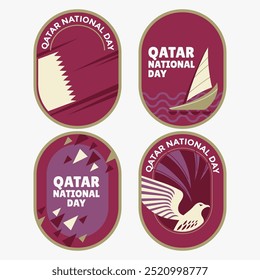 Set of Modern Label Qatar National Day