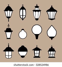 Set of modern lamp in flat style, isolated vector object