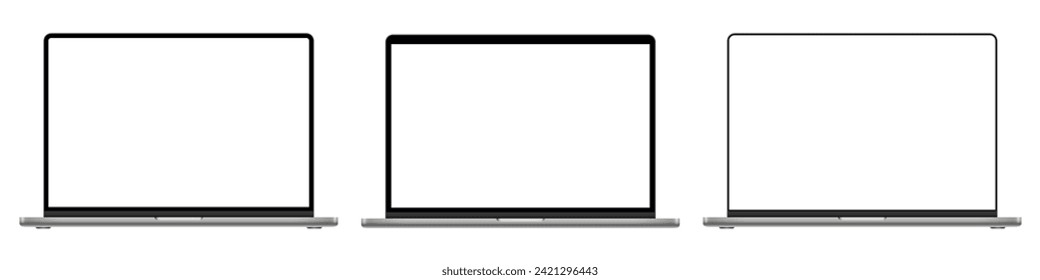 Configurar modernas maquetas de laptops, modernos dispositivos de computadora móviles diferentes, simulación
