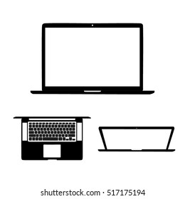 Set of modern laptops isolated on white background. Vector illustration