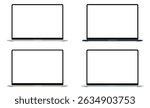 Set Of Modern Laptops Mockups With Blank Screens, Front View, Isolated On White Background. vector Illustration