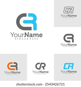 Set of Modern letter CR logo design vector. Creative CR logo concepts template