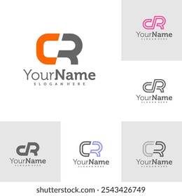 Set of Modern letter CR logo design vector. Creative CR logo concepts template