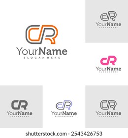 Set of Modern letter CR logo design vector. Creative CR logo concepts template