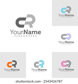 Set of Modern letter CR logo design vector. Creative CR logo concepts template