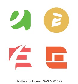Set Modern letter E abstract logo template,  brand identity symbol mark design.