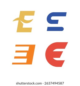 Set Modern letter E abstract logo template,  brand identity symbol mark design.