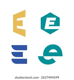 Set Modern letter E abstract logo template,  brand identity symbol mark design.