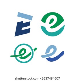 Set Modern letter E abstract logo template,  brand identity symbol mark design.