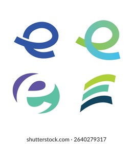 Set Modern letter E abstract logo template,  brand identity symbol mark design.