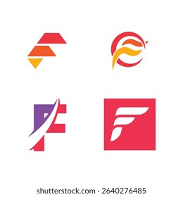Set of Modern Letter F Logos – Creative and Abstract Vector Collection