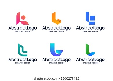 Set of Modern letter L logo design with creative concept