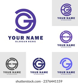 Set of Modern letter EG logo design vector. Creative EG logo concepts template