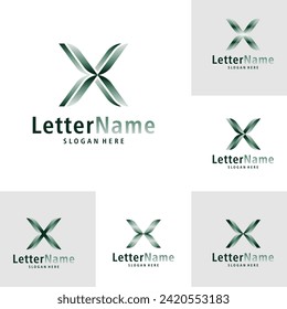 Set of Modern letter X logo design vector. Creative X logo concepts template