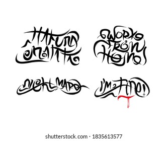 Set Modern Lettering Text on white background in vector illustration
