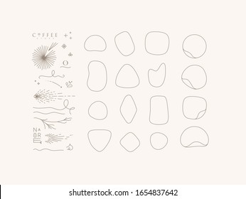 Set of modern light decorative elements and frames to create your own design, drawing in minimalism line style