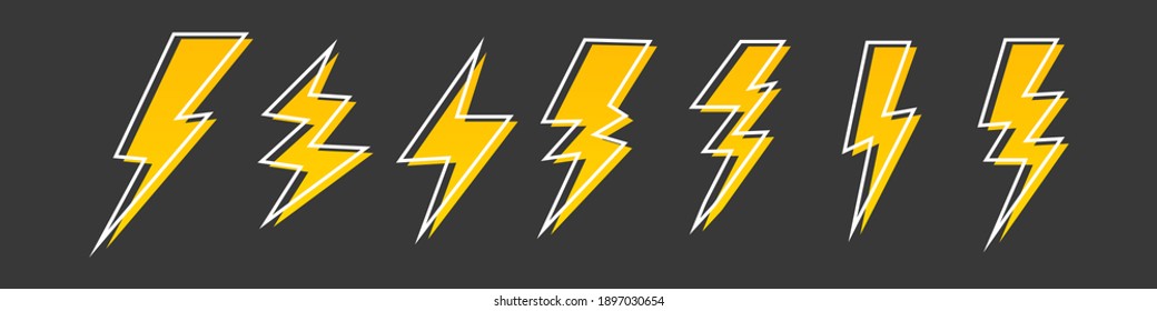 Set Modern Lightning bolt vector illustration. Lighting Flash Icons Collection