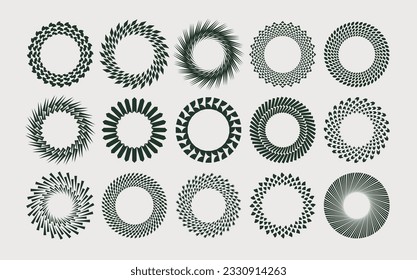 Set of modern line abstract circle border logo. Geometry line round banner logo.
