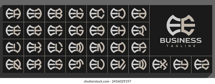 Set of modern line abstract letter E EE logo design