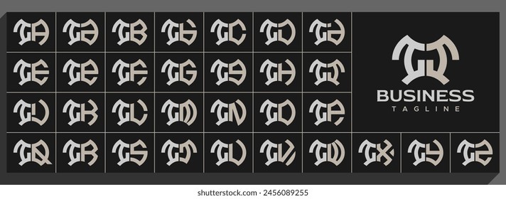Set of modern line abstract letter I II logo design