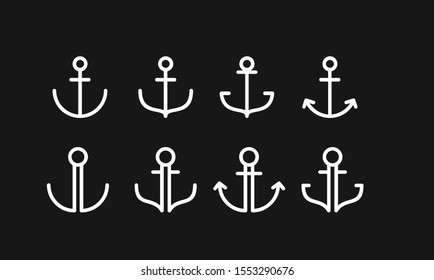 set Modern Line anchor logo icon design vector illustration