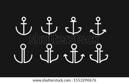 set Modern Line anchor logo icon design vector illustration