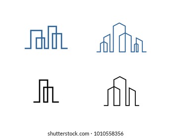 Set of modern line art City logo template