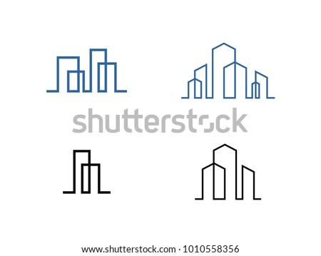 Set of modern line art City logo template