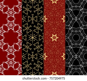 Set of Modern Line Art seamless Pattern. Floral style. Vector illustration for home interior design
