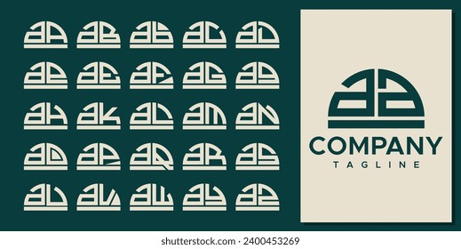 Conjunto de letra minúscula de la cúpula de línea moderna Diseño del logotipo A AA