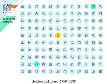 Set of modern line icons for business and finance. Premium quality icons for web and app design and development.