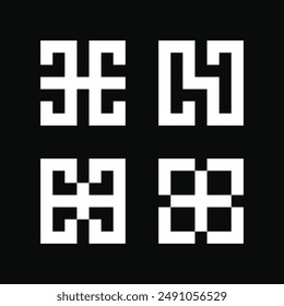 Set of modern line logo designs creative geometric shapes. Premium Vector