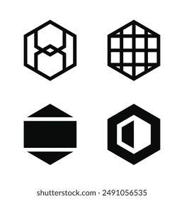 Set of modern line logo designs creative geometric shapes. Premium Vector