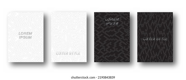 A set of modern linear abstract backgrounds. Monochrome layout of patterns for laptop, business pages, presentations and creative ideas