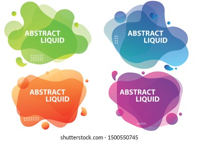 Set of modern liquid abstract. Abstract liquid shape. Fluid design. Modern banner template for logo, flyer, presentation design. Orange, green, blue, purple colors. Gradient abstract banners.