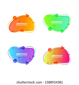 Set of modern liquid abstract vector banners. Flat geometric shapes of different colors in memphis design style. Template ready for use in web or print design.