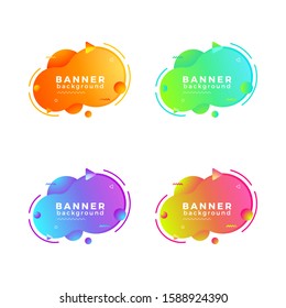 Set of modern liquid abstract vector banners. Flat geometric shapes of different colors in memphis design style. Template ready for use in web or print design.