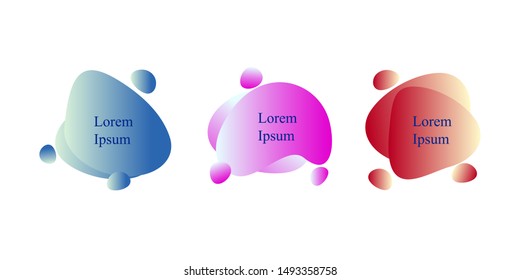 Set of modern liquid color abstract geometric shapes. Fluid gradient elements for banner, logo, presentation, poster, flyer, brochure, social post. Eps 10 vector illustration.
