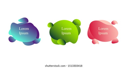 Set of modern liquid color abstract geometric shapes. Fluid gradient elements for banner, logo, presentation, poster, flyer, brochure, social post. Eps 10 vector illustration.