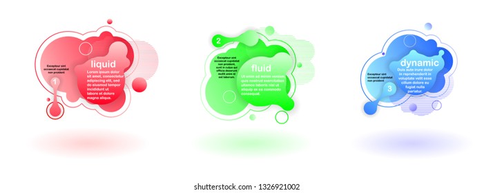 Set of modern liquid dynamic abstract vector banners. Shapes with gradient in minimal design for cover, banner, logo, presentation. Abstract background with dynamic elements.