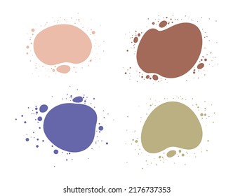 Eine Reihe moderner flüssiger, unregelmäßiger Bänder formen abstrakte grafische Elemente, flaches Design. Vektorgrafik einzeln auf weißem Hintergrund.  Tintenfleck mit Spritze. Zeitgenössischer Banner